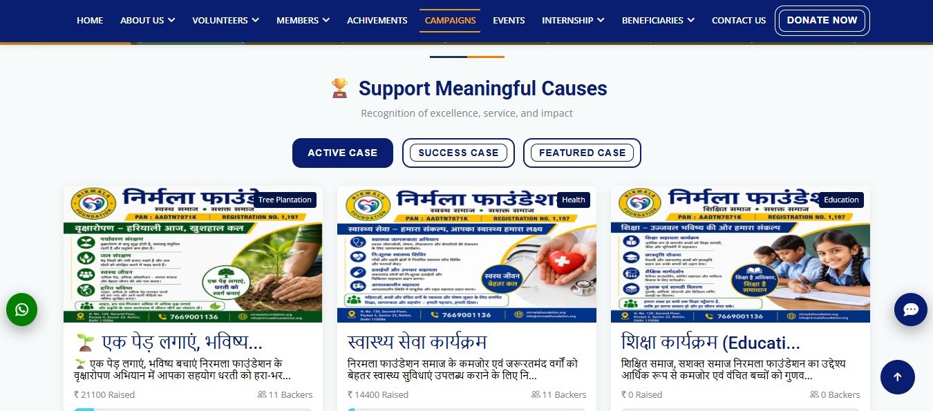 NGO campaign page preview