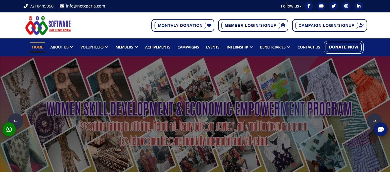Professional NGO website homepage preview